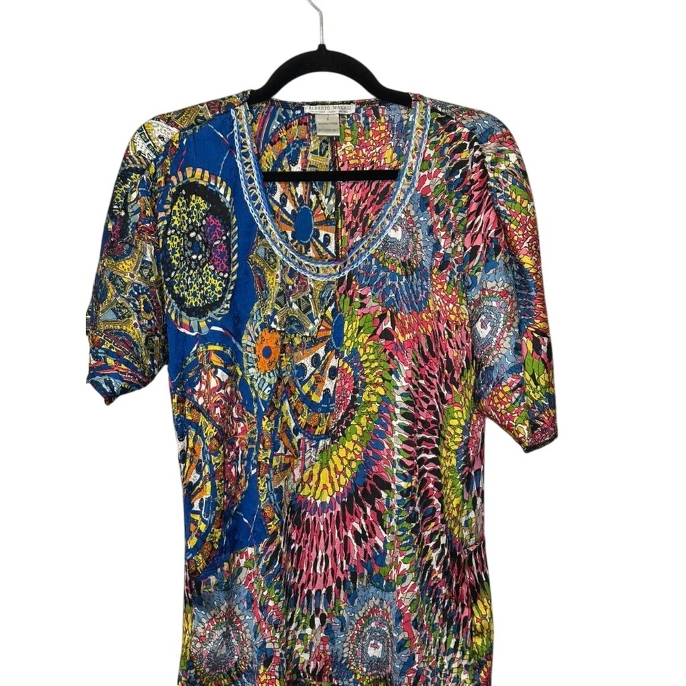 Alberto‎ Makali Top S Multicolor Print Short Sleeve Blouse Womenswear